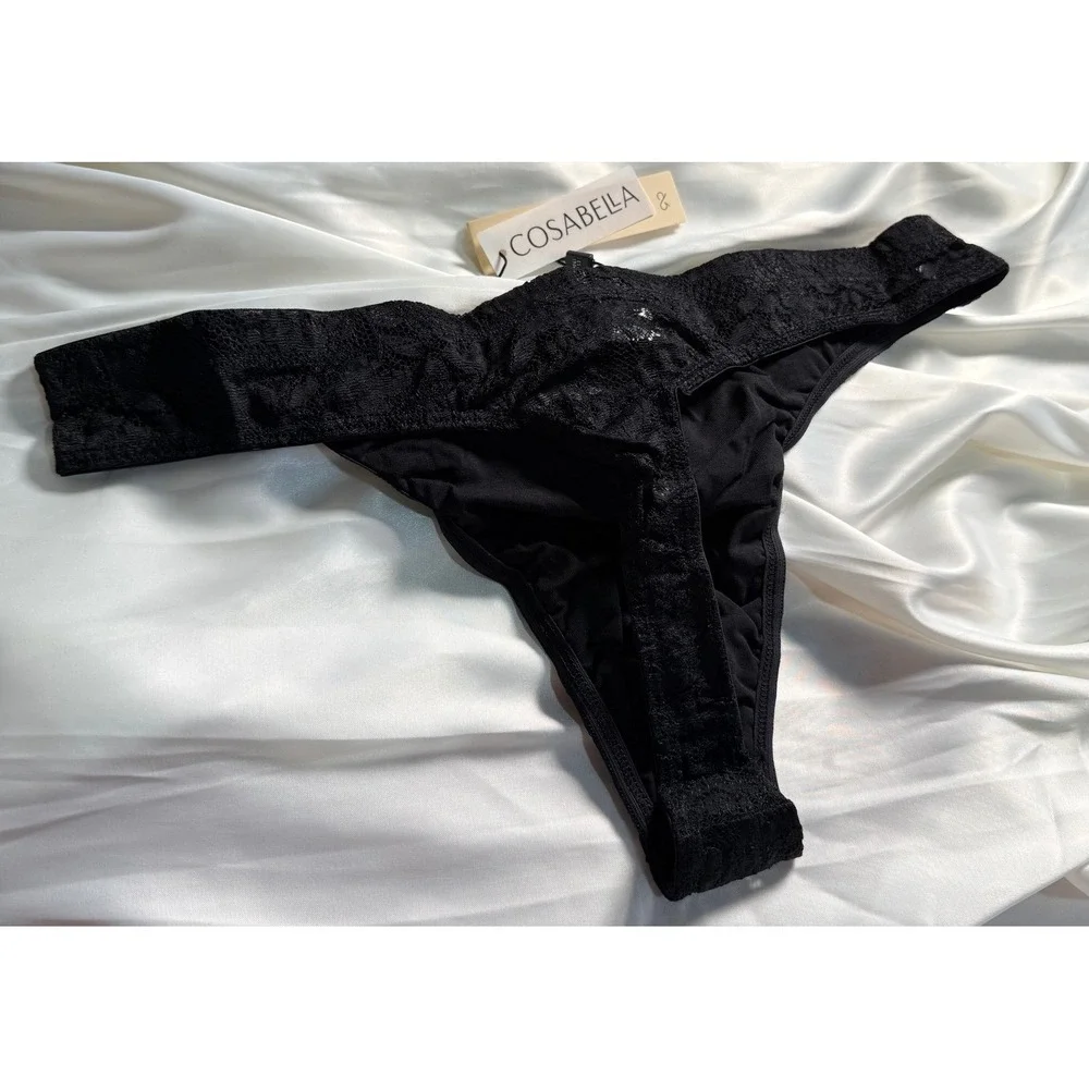 CosaBella Men's Luxury Black Lace G-String Thong  Sheer‎ Designer Underwear M